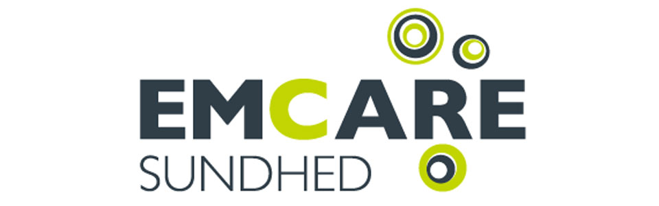 Emcare sundhed logo med link til deres hjemmeside.